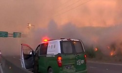 CHILE Incndio atinge o Cerro San Cristbal, em Santiago, desde domingo